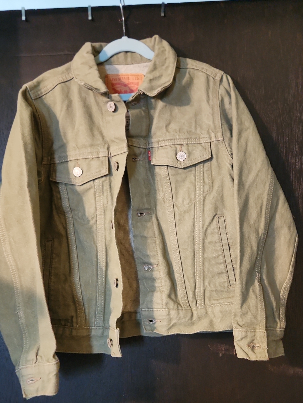 Levi's Children Size 10 To 12  Olive Green Cotton Trucker Jean Jacket